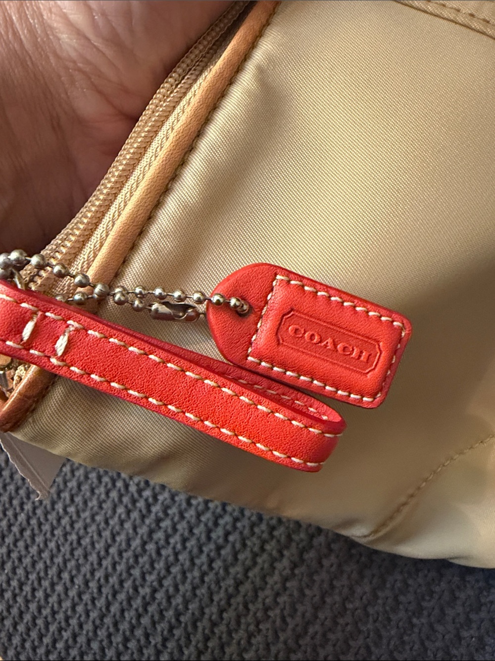 Coach Beige Cosmetic Pouch with Red Accent - Picture 11 of 11